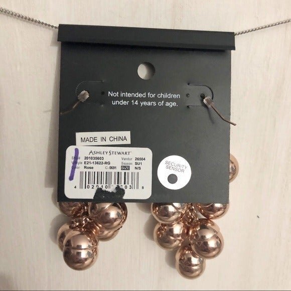 Ashley Stewart Gold Tone Ball Dangle Pierced Earrings NOC - Picture 3 of 5